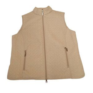 Robert Kitchen Womens Beige Zip Warm Quilted Vest Medium